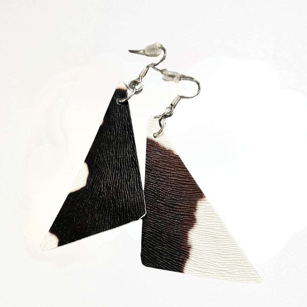 Black and White Triangle Earrings